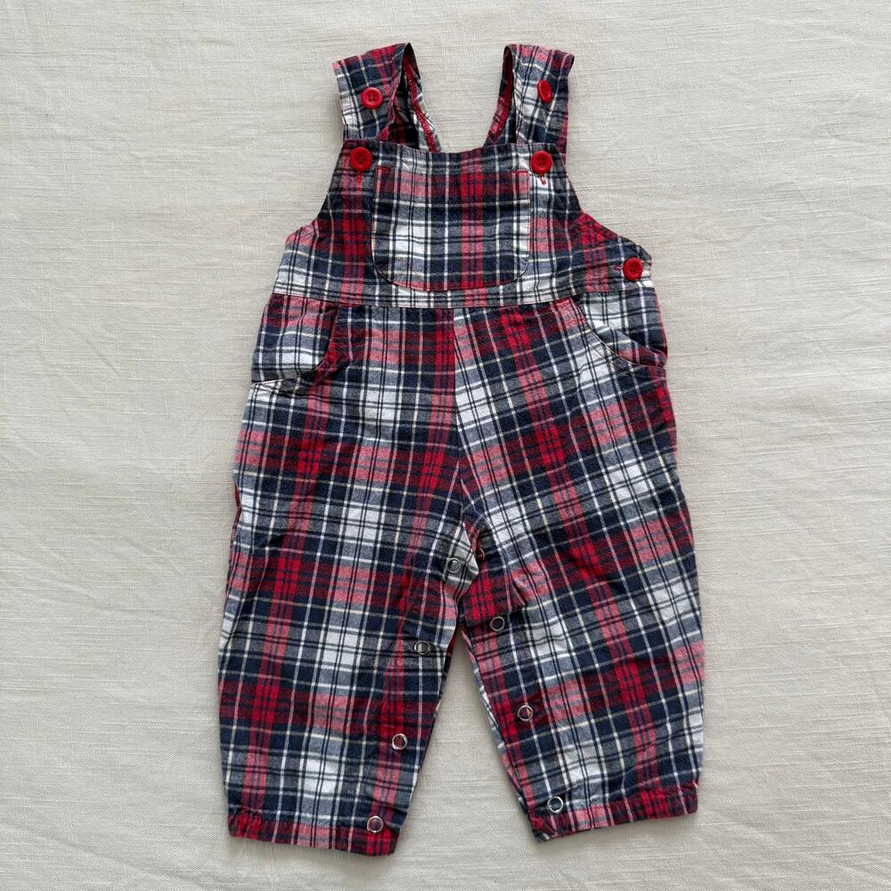 Vintage Red Plaid Overalls 9 months